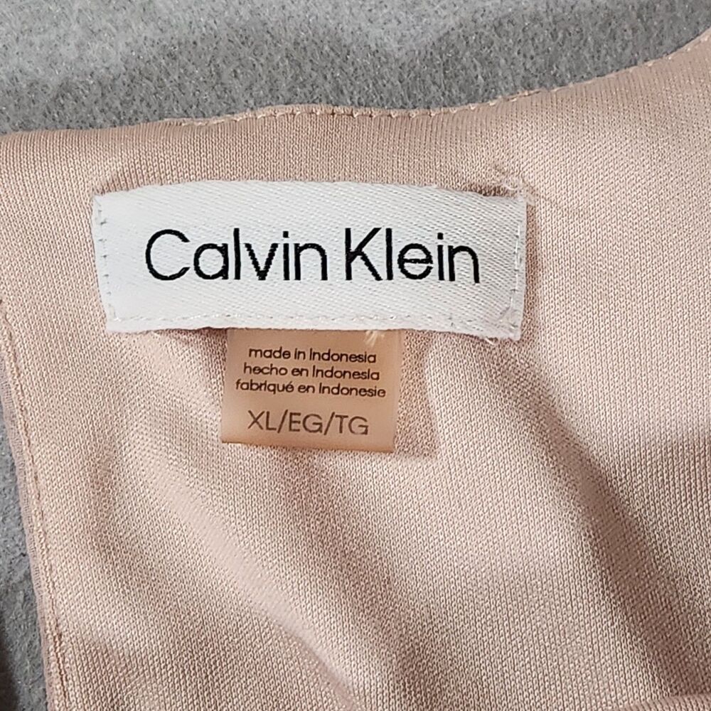 Calvin Klein Pink Sleeveless Pleated Chiffon Blouse with Bubble Hem Size XL - Picture 3 of 9